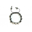 3 Bead White Shamballa and Hematite Bracelet